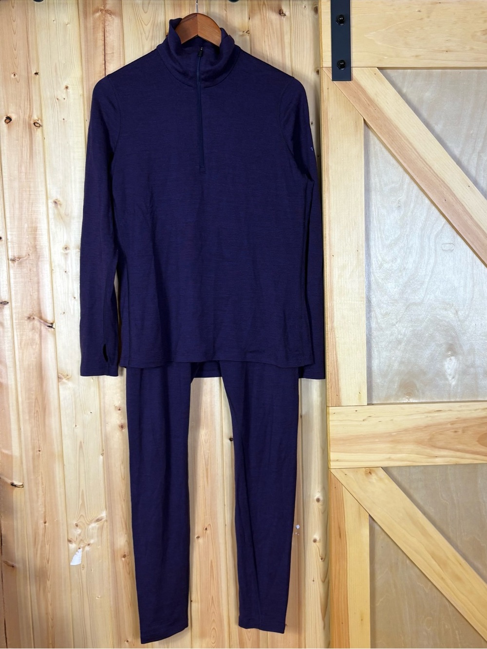 Icebreaker Bodyfit 260 Merino Wool Thermal Set XL Purple Quarter Zip & Leggings